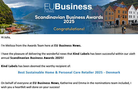 Kåret som “Best Sustainable Home & Personal Care Retailer 2025 – Denmark" 🥳